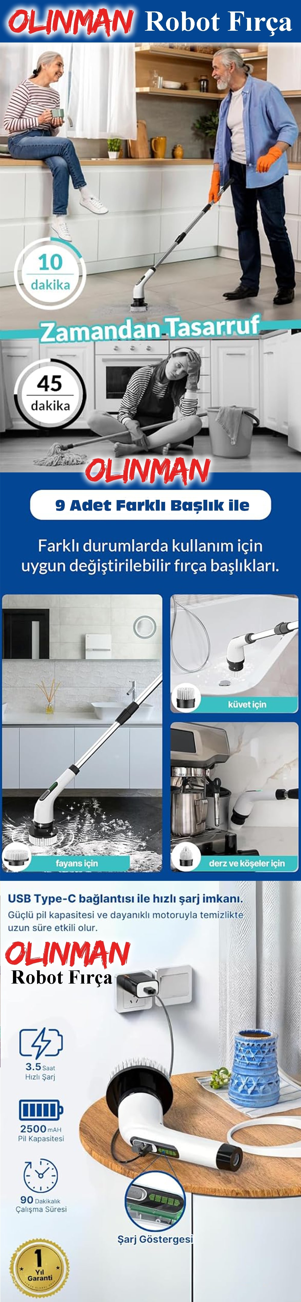 Olinman Robot Temizleme Fırça Seti